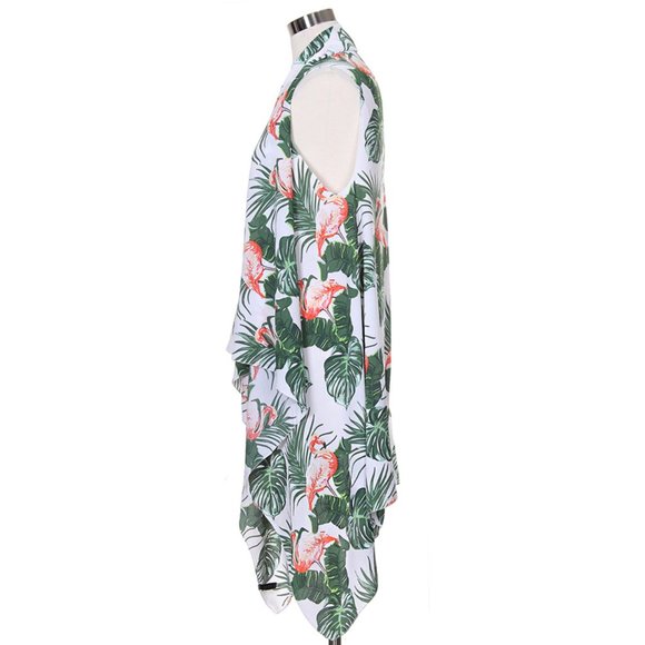 Code22 Flamingo with Leaves Pattern Printing Vest - Picture 2 of 4